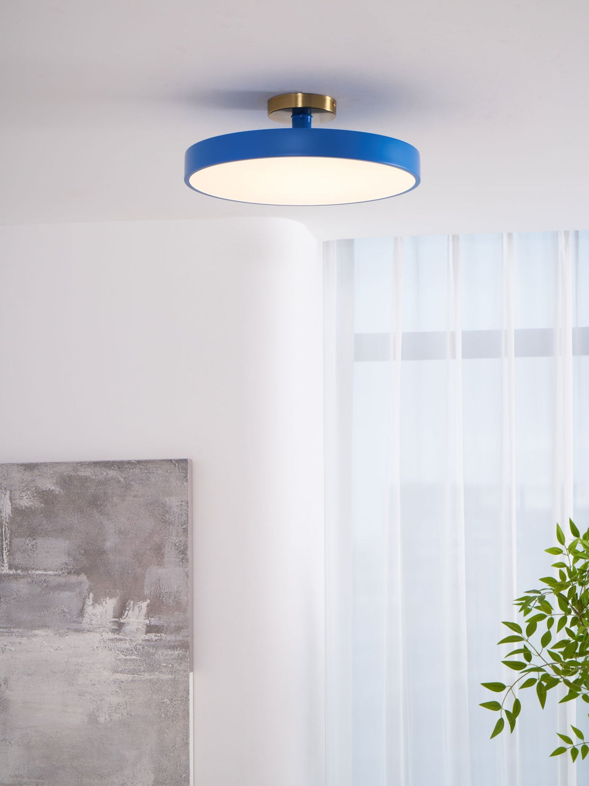 Isla Round Flush-Mount LED Ceiling Light – Black Metal with White Diffuser for Dining Rooms & Offices, Six Colours