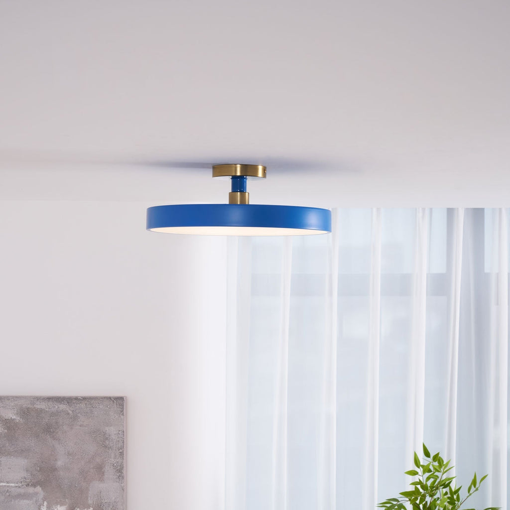 Isla Round Flush-Mount LED Ceiling Light – Black Metal with White Diffuser for Dining Rooms & Offices, Six Colours
