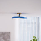 Isla Round Flush-Mount LED Ceiling Light – Black Metal with White Diffuser for Dining Rooms & Offices, Six Colours
