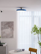 Isla Round Flush-Mount LED Ceiling Light – Black Metal with White Diffuser for Dining Rooms & Offices, Six Colours
