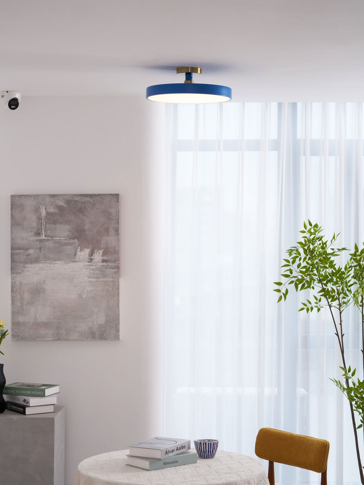 Isla Round Flush-Mount LED Ceiling Light – Black Metal with White Diffuser for Dining Rooms & Offices, Six Colours