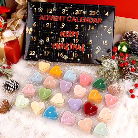 Candle Advent Calendar with 24 Heart-Shaped Candles 2026