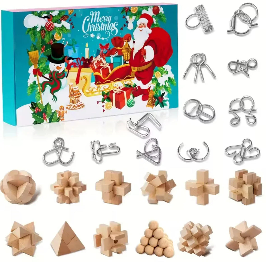 Brain Teaser Advent Calendar with 24 Metal and Wooden Puzzles 2026
