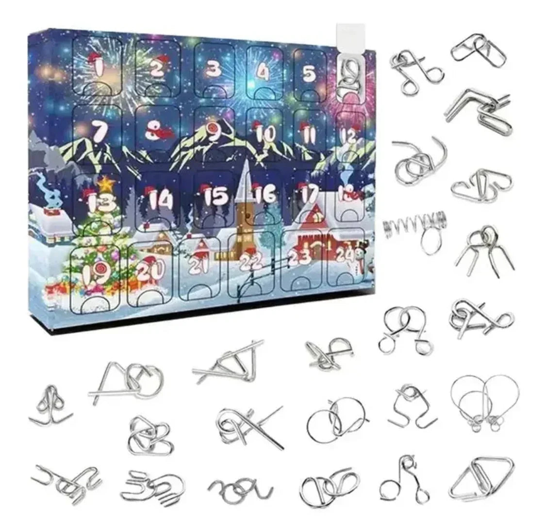 Brain Teaser Advent Calendar with 24 Metal and Wooden Puzzles 2026