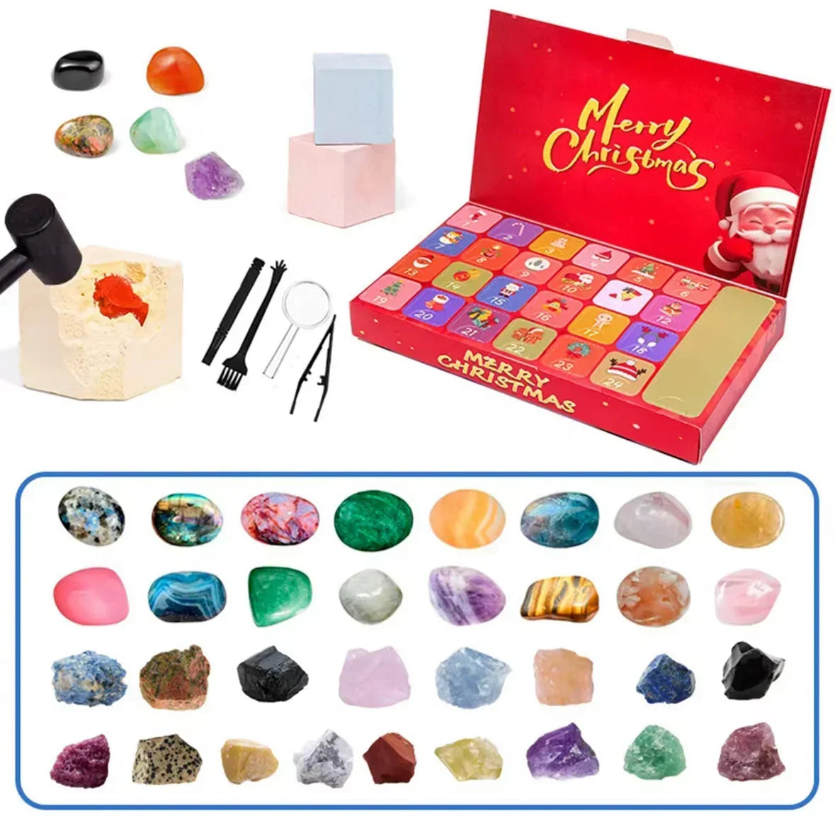 Crystal Dig Advent Calendar with 24 Plaster Blocks and Excavation Tools 2026