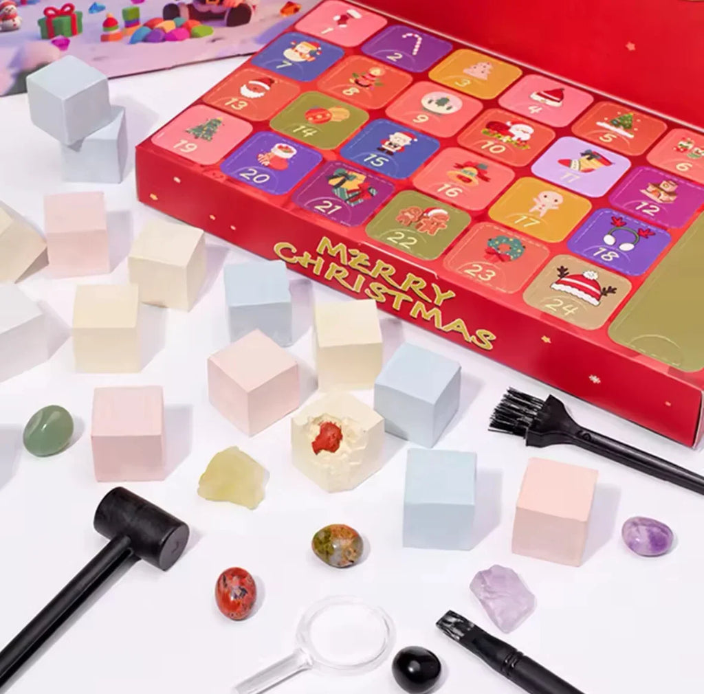 Crystal Dig Advent Calendar with 24 Plaster Blocks and Excavation Tools 2026