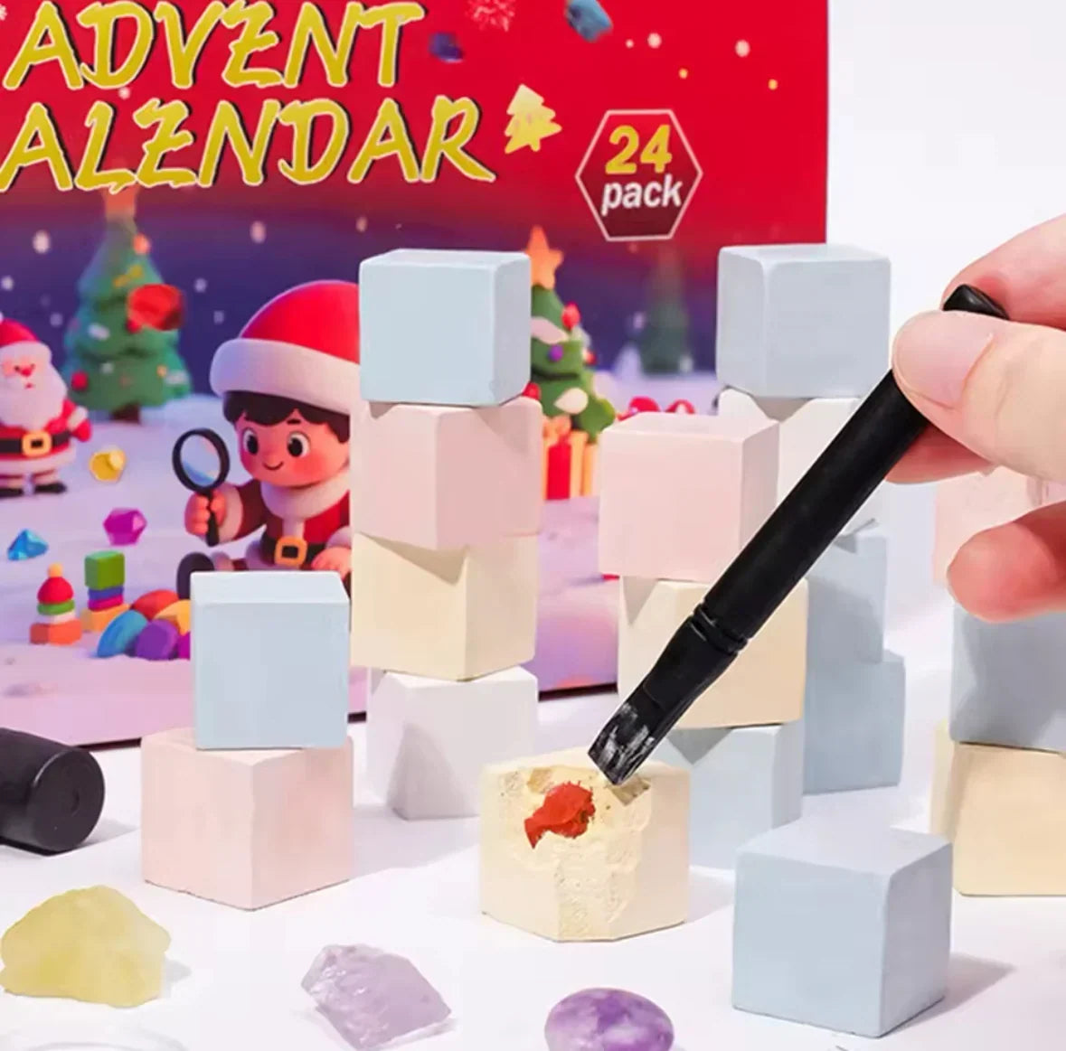 Crystal Dig Advent Calendar with 24 Plaster Blocks and Excavation Tools 2026