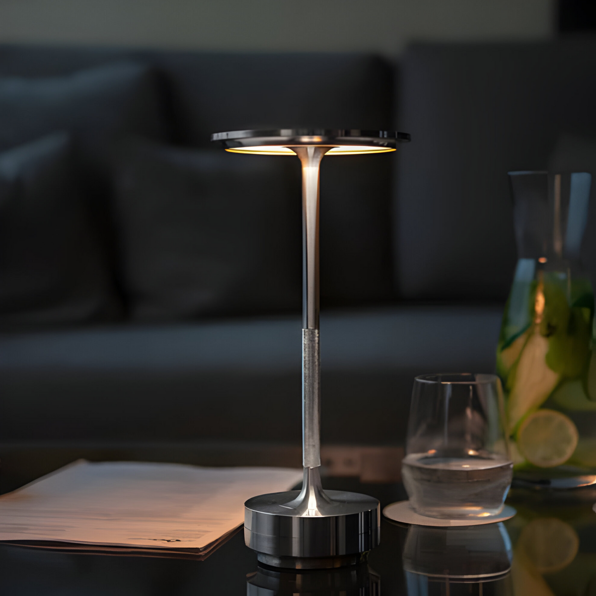Cordless Rechargeable LED Table Lamp with Touch Dimming – Luxury Mood Light for Living Room & Bedroom