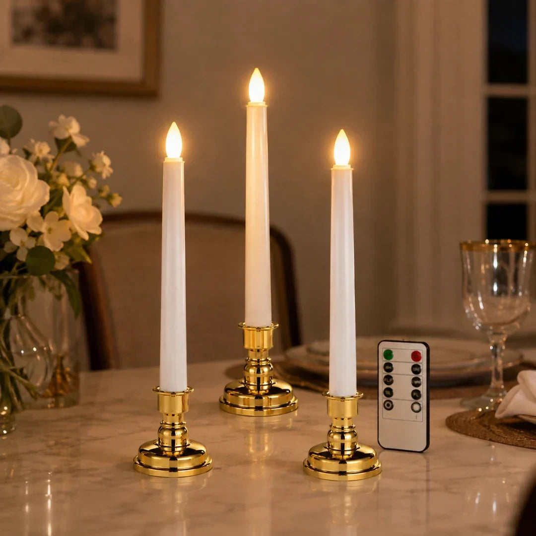 Flameless LED Pillar Candles, Set of 3, with Remote Control – Cordless Mood Lighting Candle Lights