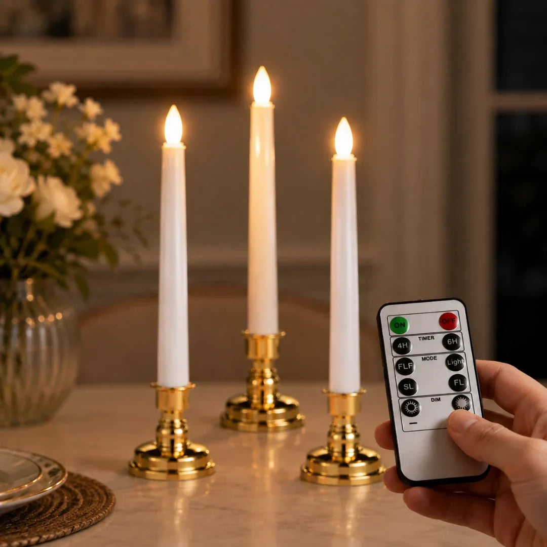 Flameless LED Pillar Candles, Set of 3, with Remote Control – Cordless Mood Lighting Candle Lights
