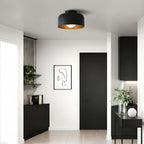 Round Glass Globe Ceiling Light with Wood-Grain Interior – Ø 22 cm, G9, Wall Mountable for Hallway, Kitchen & Bedroom