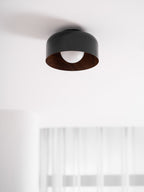 Round Glass Globe Ceiling Light with Wood-Grain Interior – Ø 22 cm, G9, Wall Mountable for Hallway, Kitchen & Bedroom