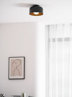 Round Glass Globe Ceiling Light with Wood-Grain Interior – Ø 22 cm, G9, Wall Mountable for Hallway, Kitchen & Bedroom