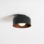 Round Glass Globe Ceiling Light with Wood-Grain Interior – Ø 22 cm, G9, Wall Mountable for Hallway, Kitchen & Bedroom