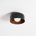 Round Glass Globe Ceiling Light with Wood-Grain Interior – Ø 22 cm, G9, Wall Mountable for Hallway, Kitchen & Bedroom