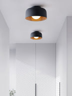 Round Glass Globe Ceiling Light with Wood-Grain Interior – Ø 22 cm, G9, Wall Mountable for Hallway, Kitchen & Bedroom