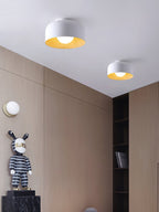 Round Glass Globe Ceiling Light with Wood-Grain Interior – Ø 22 cm, G9, Wall Mountable for Hallway, Kitchen & Bedroom