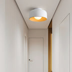 Round Glass Globe Ceiling Light with Wood-Grain Interior – Ø 22 cm, G9, Wall Mountable for Hallway, Kitchen & Bedroom