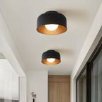 Round Glass Globe Ceiling Light with Wood-Grain Interior – Ø 22 cm, G9, Wall Mountable for Hallway, Kitchen & Bedroom