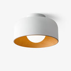 Round Glass Globe Ceiling Light with Wood-Grain Interior – Ø 22 cm, G9, Wall Mountable for Hallway, Kitchen & Bedroom