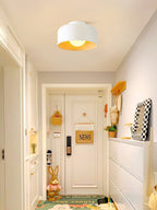 Round Glass Globe Ceiling Light with Wood-Grain Interior – Ø 22 cm, G9, Wall Mountable for Hallway, Kitchen & Bedroom