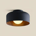 Round Glass Globe Ceiling Light with Wood-Grain Interior – Ø 22 cm, G9, Wall Mountable for Hallway, Kitchen & Bedroom
