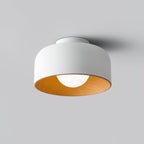 Round Glass Globe Ceiling Light with Wood-Grain Interior – Ø 22 cm, G9, Wall Mountable for Hallway, Kitchen & Bedroom
