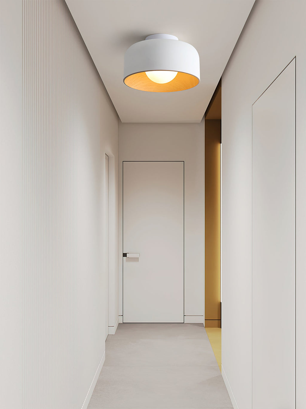Round Glass Globe Ceiling Light with Wood-Grain Interior – Ø 22 cm, G9, Wall Mountable for Hallway, Kitchen & Bedroom