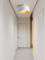 Round Glass Globe Ceiling Light with Wood-Grain Interior – Ø 22 cm, G9, Wall Mountable for Hallway, Kitchen & Bedroom