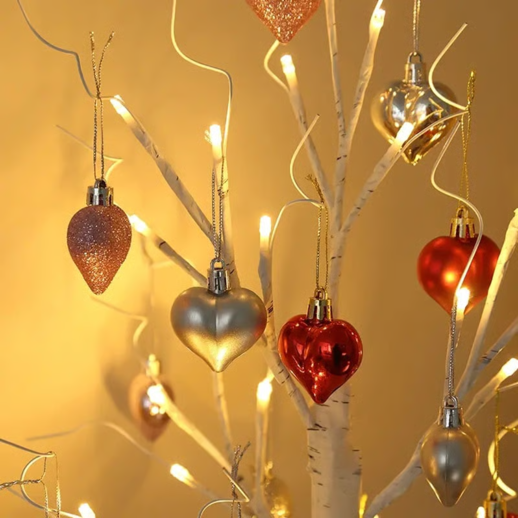 LED Birch Tree with Heart, 60 cm – Warm White Decorative Table Lamp & Mood Light for Living Room Decoration