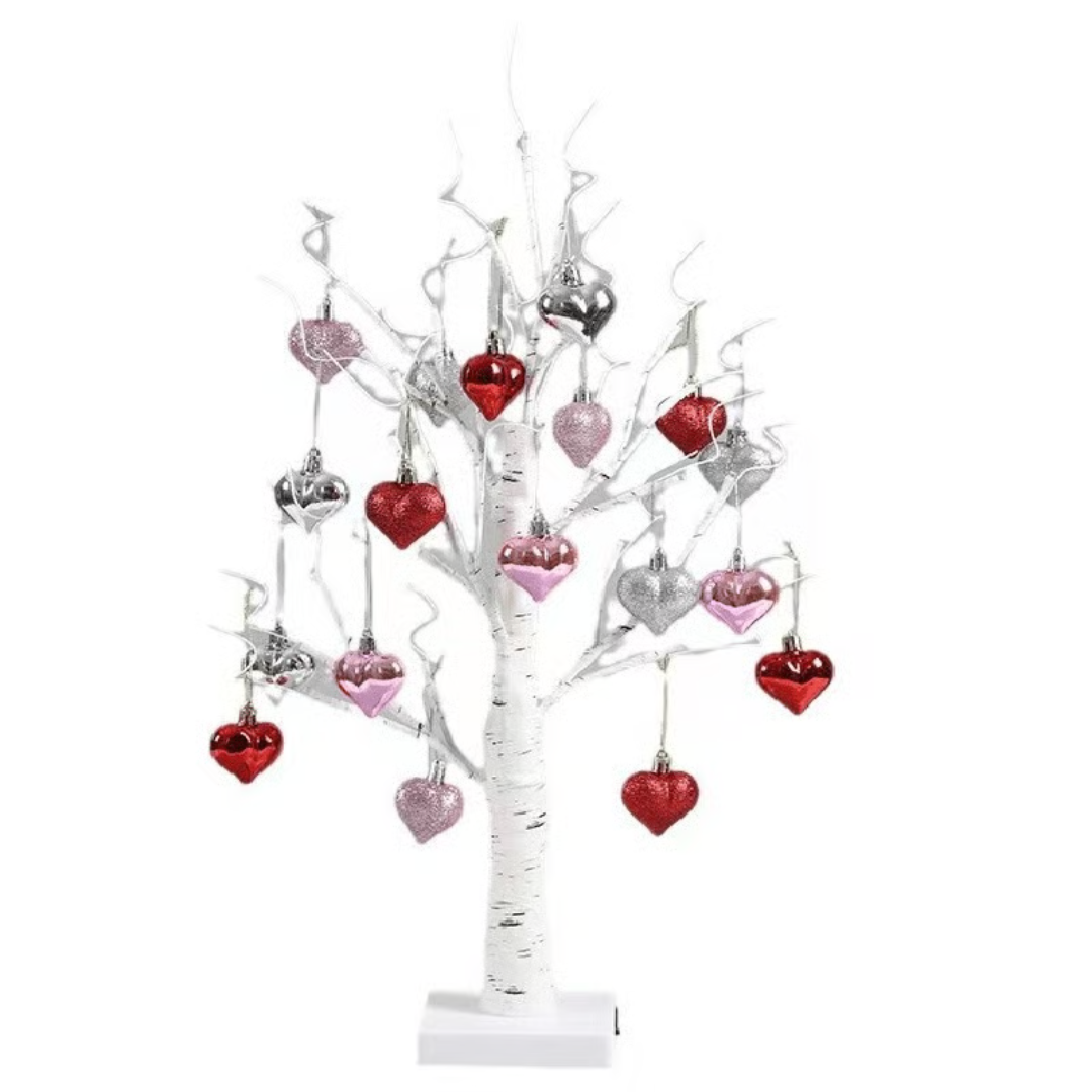 LED Birch Tree with Heart, 60 cm – Warm White Decorative Table Lamp & Mood Light for Living Room Decoration