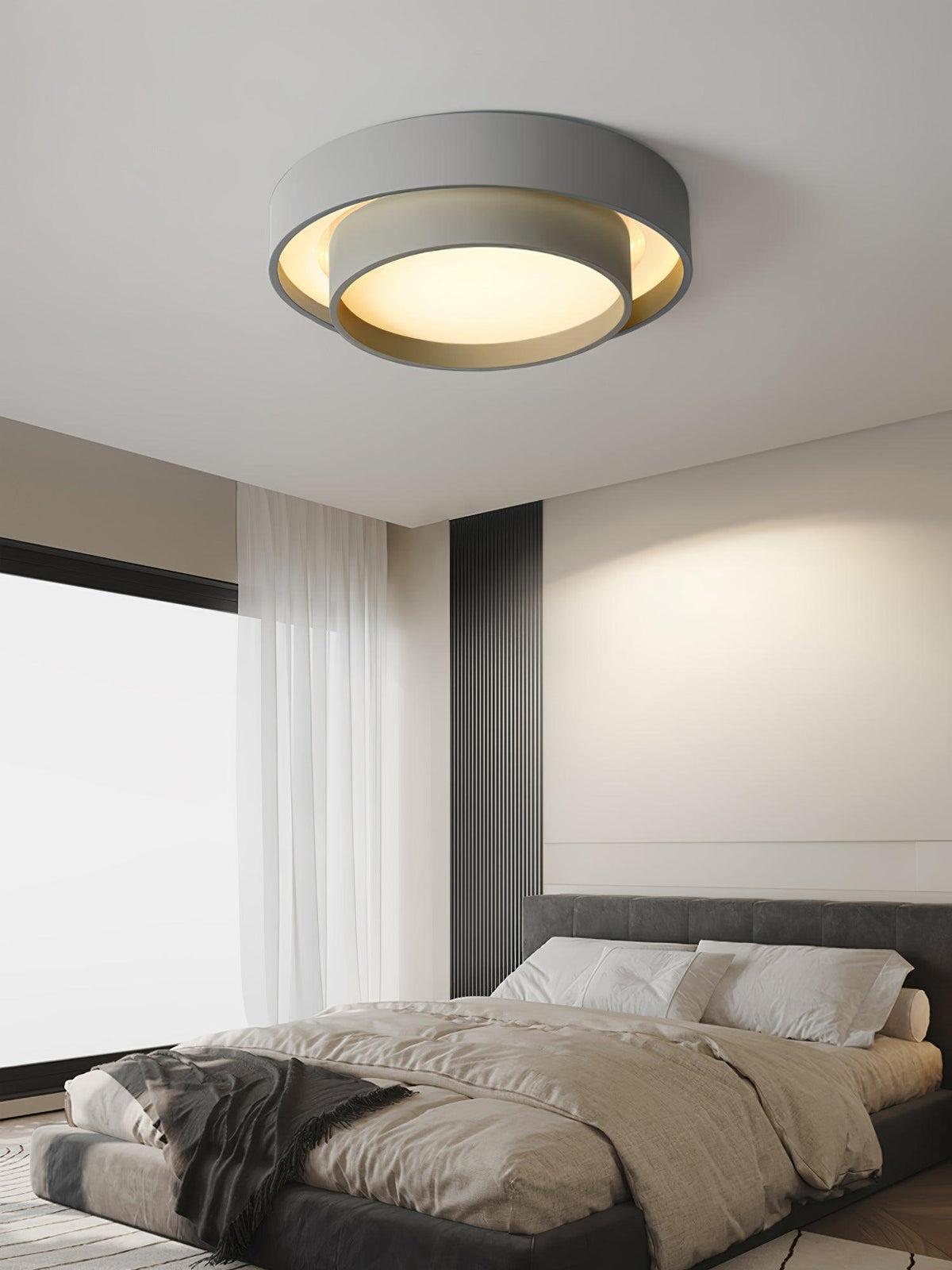 Dimmable Cylinder LED Ceiling Light – Iron & Acrylic Flush Light for Living Room & Bedroom, Ø 40–60 cm