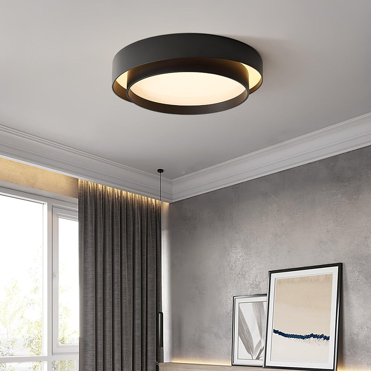 Dimmable Cylinder LED Ceiling Light – Iron & Acrylic Flush Light for Living Room & Bedroom, Ø 40–60 cm