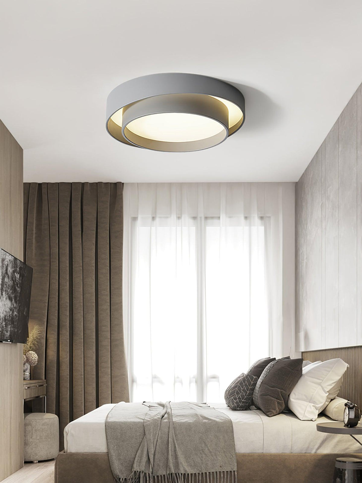 Dimmable Cylinder LED Ceiling Light – Iron & Acrylic Flush Light for Living Room & Bedroom, Ø 40–60 cm