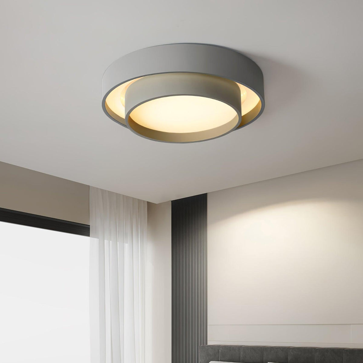 Dimmable Cylinder LED Ceiling Light – Iron & Acrylic Flush Light for Living Room & Bedroom, Ø 40–60 cm