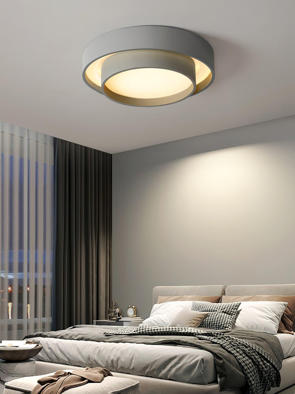 Dimmable Cylinder LED Ceiling Light – Iron & Acrylic Flush Light for Living Room & Bedroom, Ø 40–60 cm