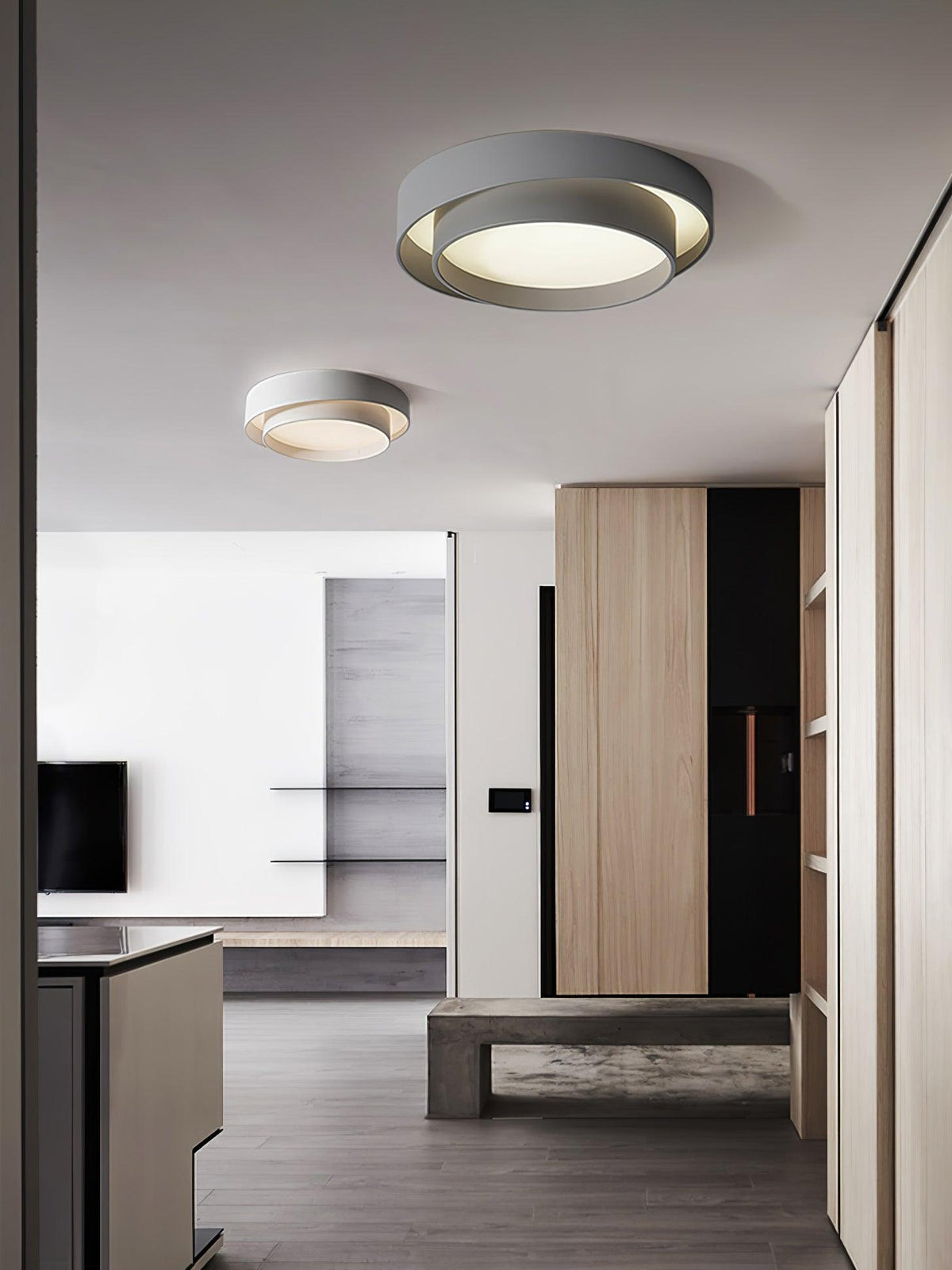 Dimmable Cylinder LED Ceiling Light – Iron & Acrylic Flush Light for Living Room & Bedroom, Ø 40–60 cm