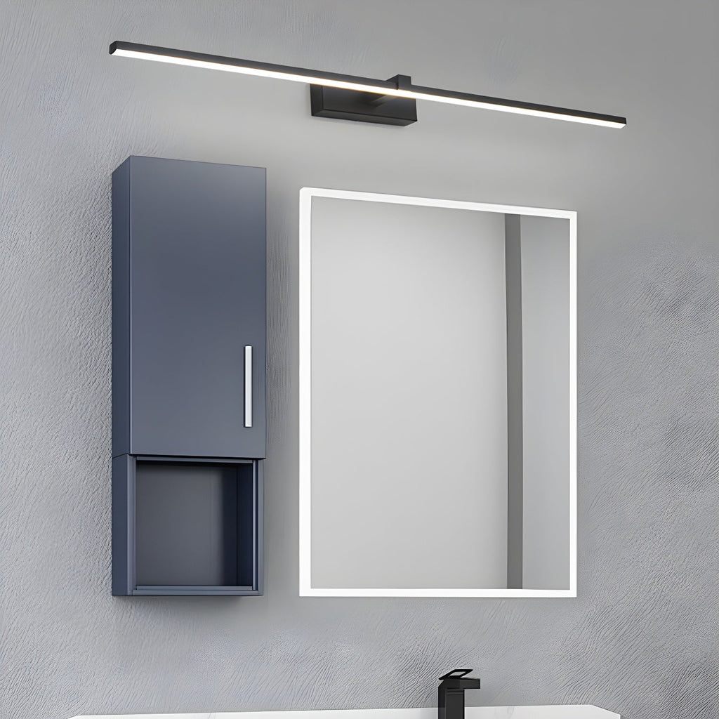Linear LED Mirror Light in Black Metal – Integrated Wall Lamp in 3 Lengths