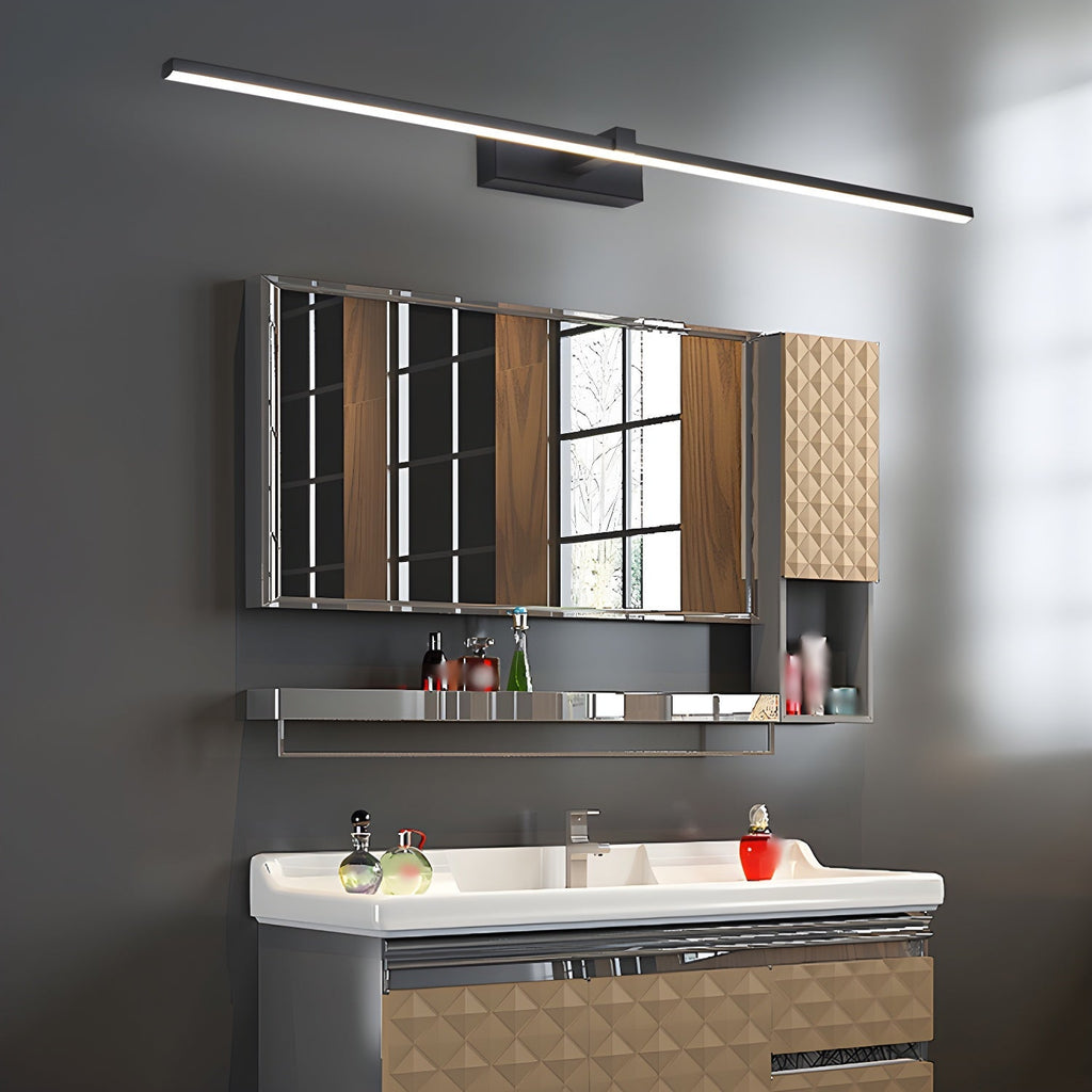 Linear LED Mirror Light in Black Metal – Integrated Wall Lamp in 3 Lengths