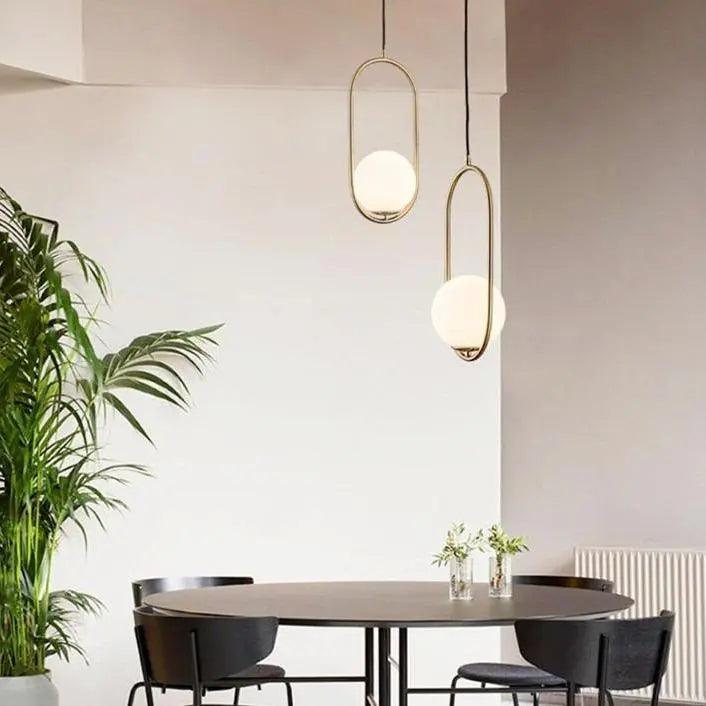 Mia Scandinavian Pendant Light with Gold Fitting & Glass Shade – Modern Ceiling Lighting for Dining Room, Bedroom & Living Room