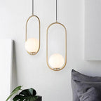 Mia Scandinavian Pendant Light with Gold Fitting & Glass Shade – Modern Ceiling Lighting for Dining Room, Bedroom & Living Room