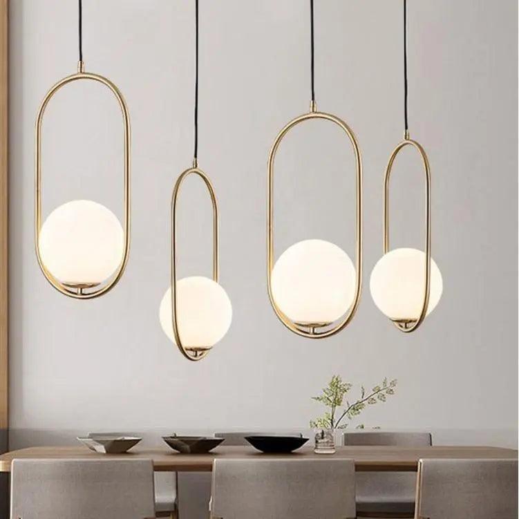 Mia Scandinavian Pendant Light with Gold Fitting & Glass Shade – Modern Ceiling Lighting for Dining Room, Bedroom & Living Room