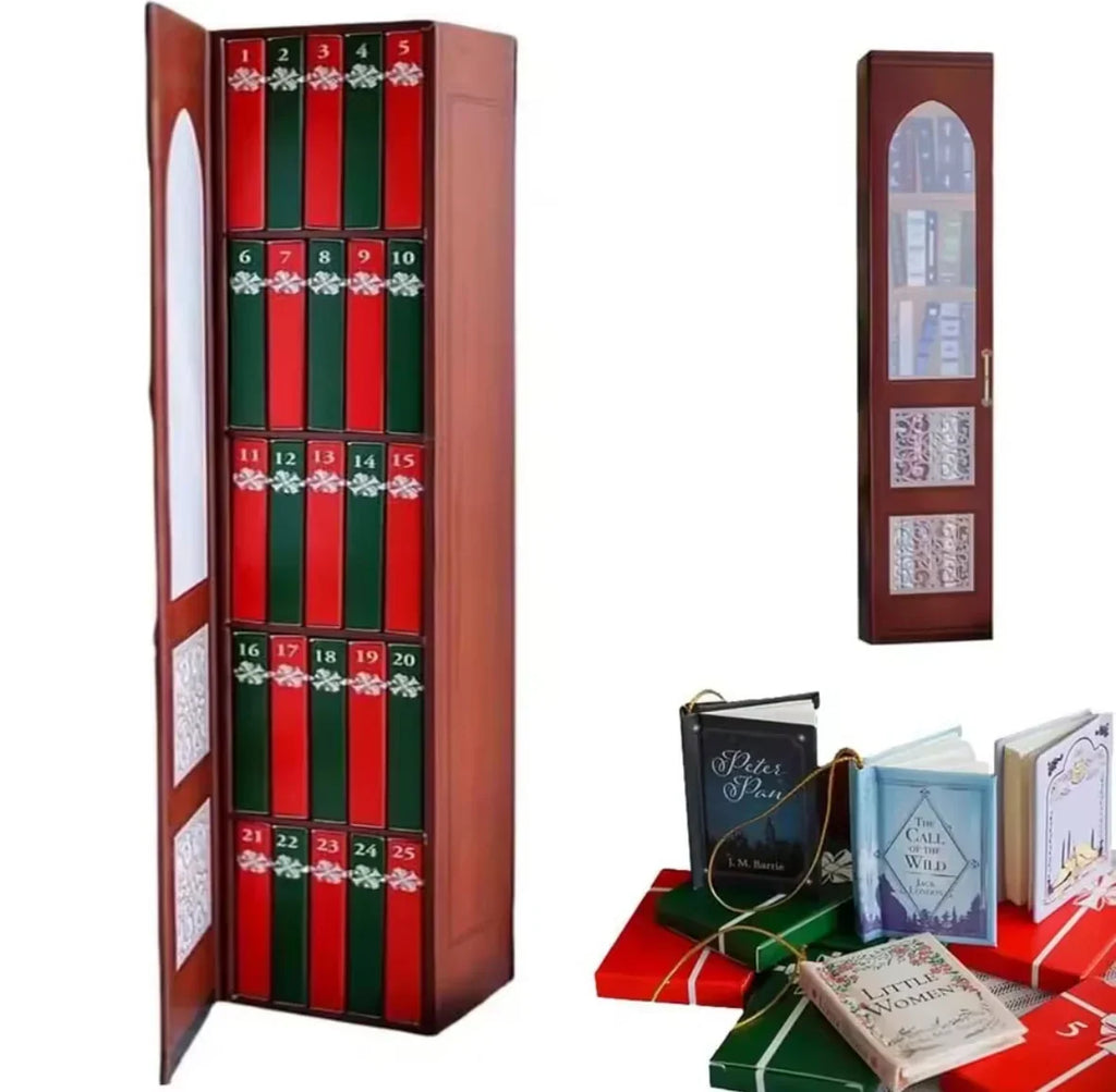 Book Lover Advent Calendar with 24 Miniature Book Tree Ornaments 2026