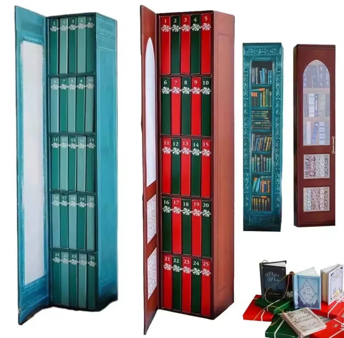 Book Lover Advent Calendar with 24 Miniature Book Tree Ornaments 2026