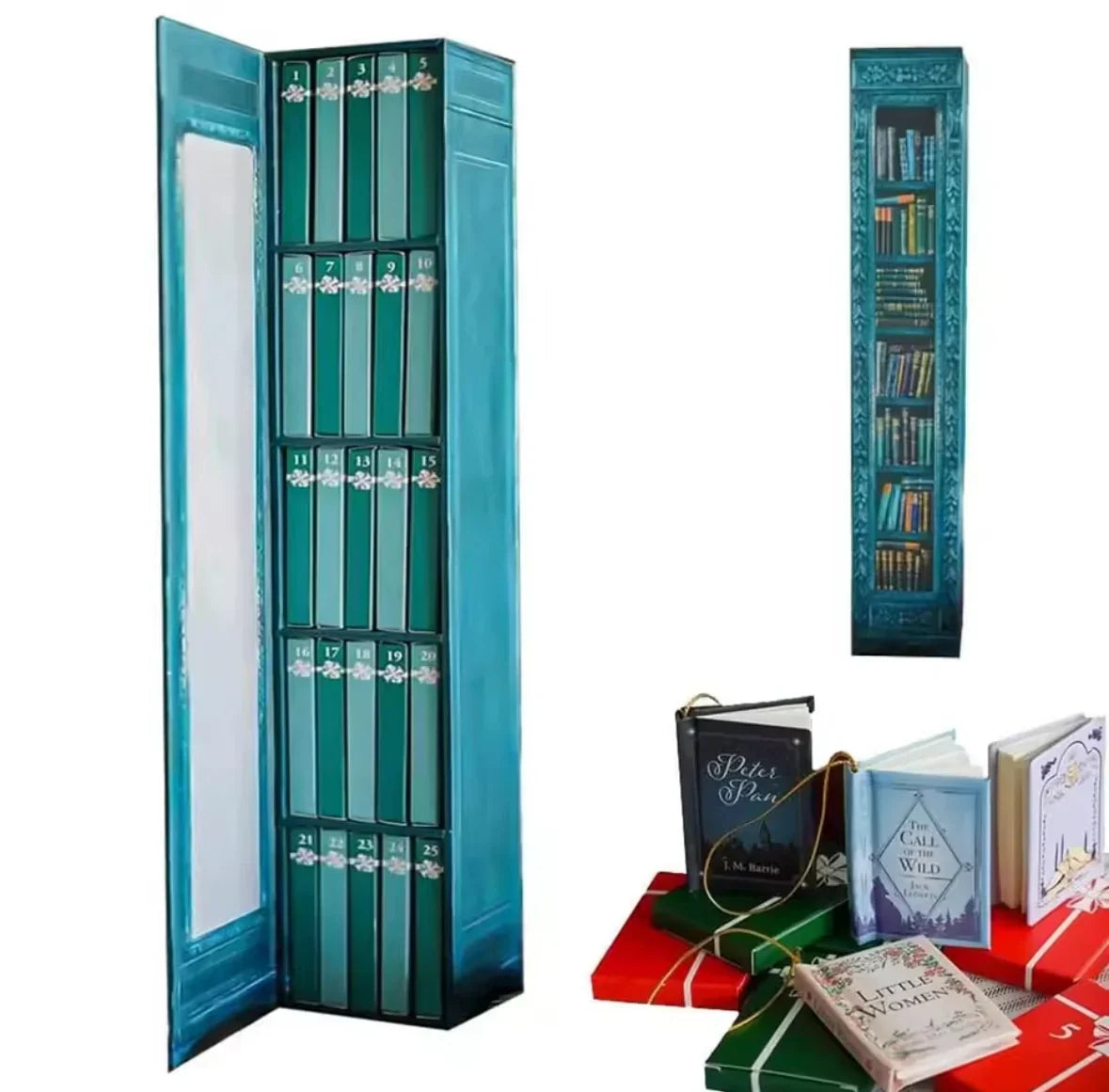 Book Lover Advent Calendar with 24 Miniature Book Tree Ornaments 2026