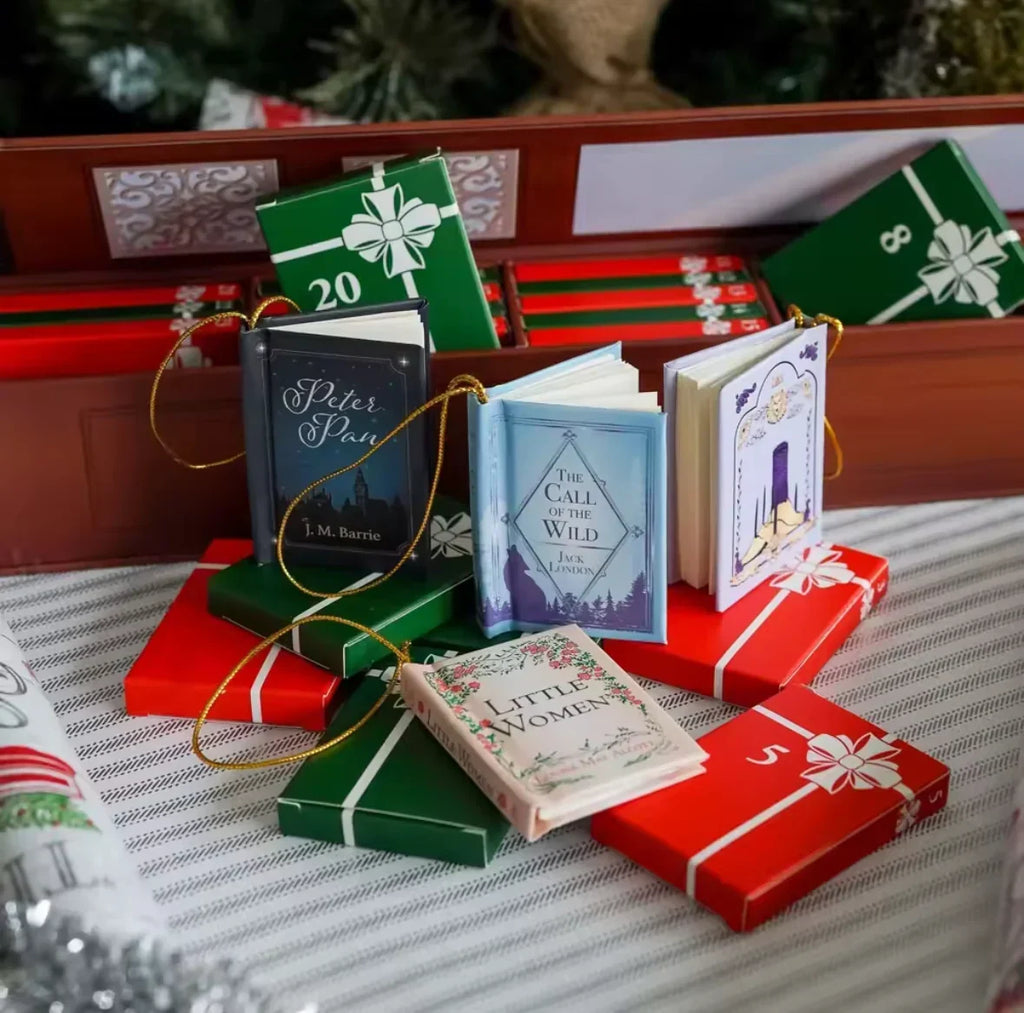 Book Lover Advent Calendar with 24 Miniature Book Tree Ornaments 2026