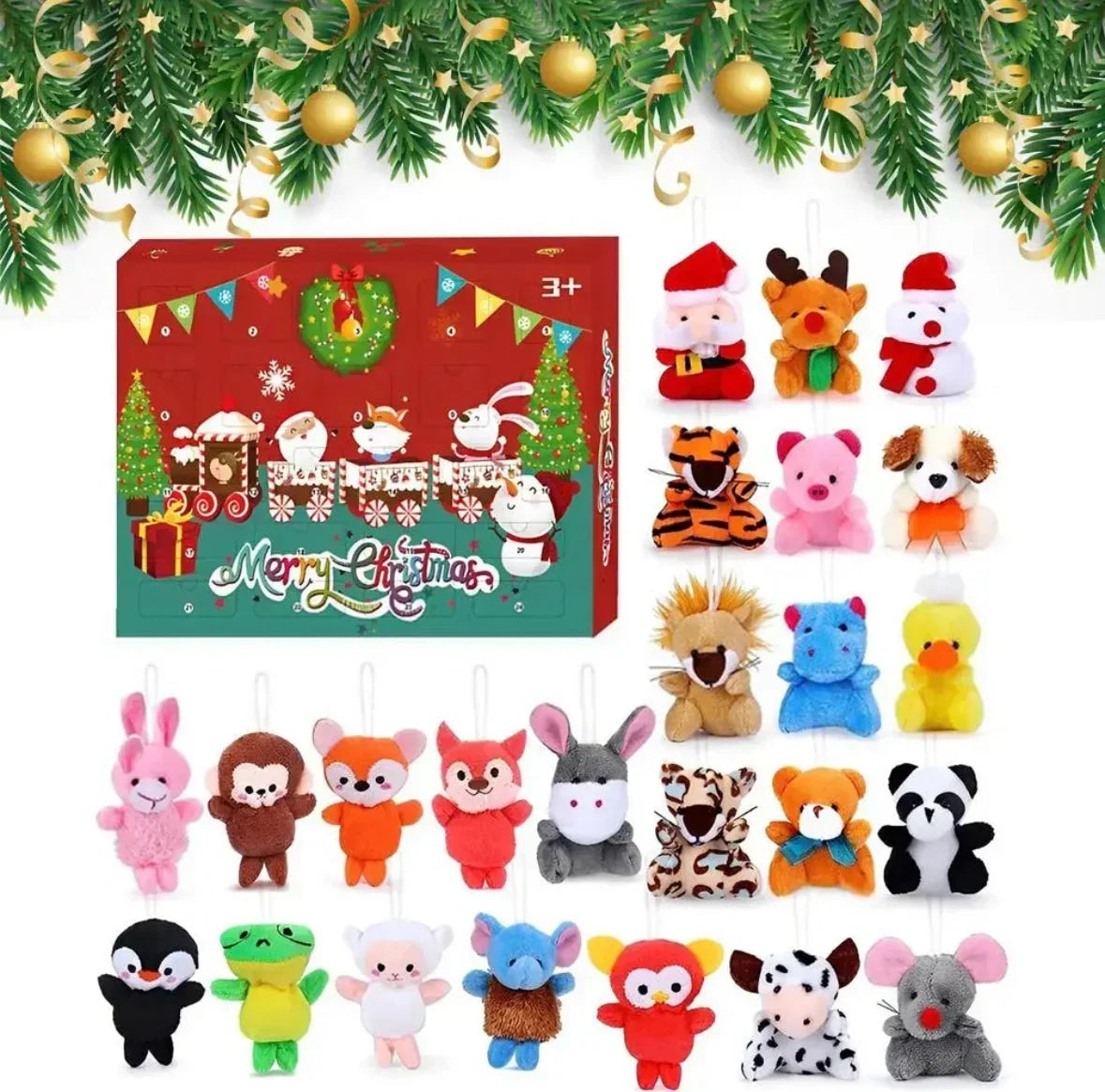 Plush Advent Calendar with 24 Mini Soft Toys with Hanging Loops 2026