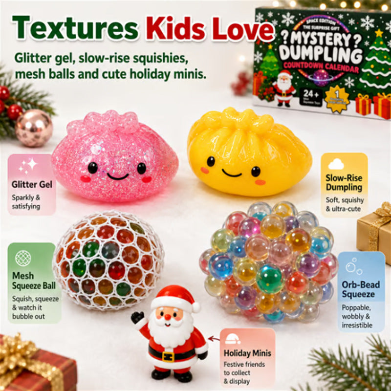 Dumplo | Kids Advent Calendar with 24 Squishy Squeeze Toys