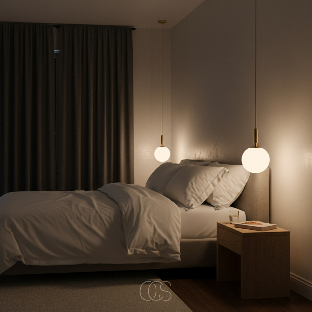Scandinavian Glass Globe Pendant Light Ø 20 cm – Gold Fitting, Nordic Style Modern Ceiling Lighting