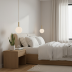 Scandinavian Glass Globe Pendant Light Ø 20 cm – Gold Fitting, Nordic Style Modern Ceiling Lighting